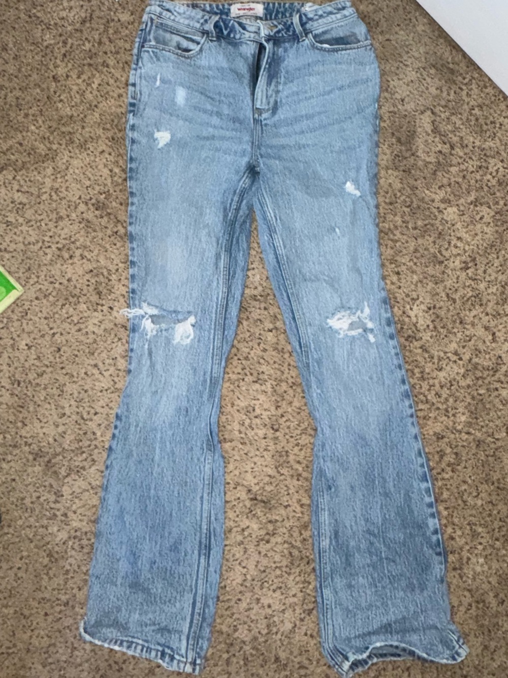 Wrangler Light Blue Distressed Flare Jeans